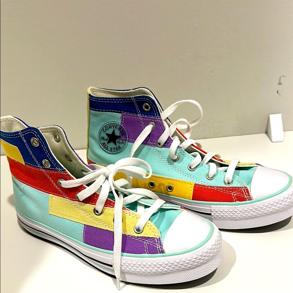 Never worn Converse multi colored mid-top sneaker